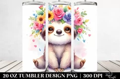 Cute Sloth Flower Crown | 20 oz Tumbler Product Image 2