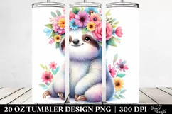 Cute Sloth Flower Crown | 20 oz Tumbler Product Image 2