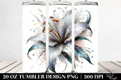 20 Oz Tumbler Sublimation | Shiny Watercolor Lily Product Image 2
