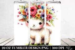 Watercolor Lamb with Flower Crown 20 Oz Tumbler Product Image 2