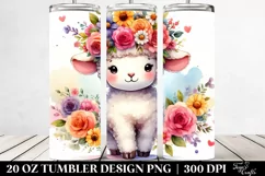 Watercolor Lamb with Flower Crown 20 Oz Tumbler Product Image 2