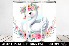 Pastel Flower Crown Swan | 20 Oz Tumbler Product Image 2