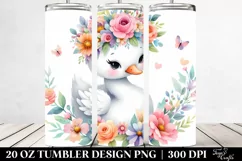 Pastel Flower Crown Swan | 20 Oz Tumbler Product Image 2