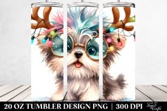 Enthusiastic Havanese with Reindeer Horns PNG Product Image 2