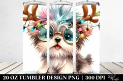 Enthusiastic Havanese with Reindeer Horns PNG Product Image 2