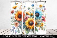 Colorful Sunflower Watercolor | 20 oz Tumbler Product Image 2