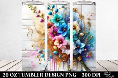 Delphinium on White Wooden Background | 20 Oz Tumbler Product Image 2