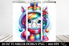 Expressive Winter Unicorn Clipart 20 Oz Tumbler Product Image 2