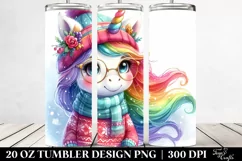 Expressive Winter Unicorn Clipart 20 Oz Tumbler Product Image 2