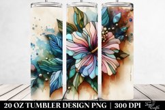 Abstract Pastel Hibiscus Stained 20 Oz Tumbler Product Image 2