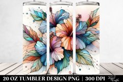 Abstract Pastel Hibiscus Stained 20 Oz Tumbler Product Image 2