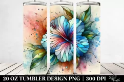 Abstract Pastel Hibiscus Stained 20 Oz Tumbler Product Image 2