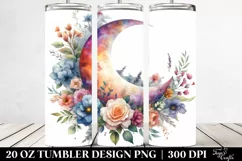 Colorful Half Moon with Flowers Clipart 20 Oz Tumbler Product Image 2