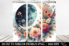 Colorful Half Moon with Flowers Clipart 20 Oz Tumbler Product Image 2