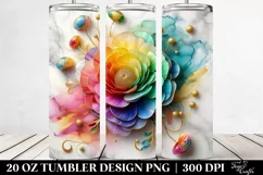 20 Oz Tumbler Sublimation | Colorful Ranunculus Clipart Product Image 2