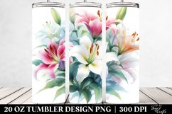 Colorful Lily Watercolor | 20 oz Tumbler Product Image 2
