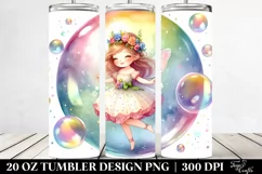 Watercolor Cute Fairy Twirling in a Bubble | 20 Oz Tumbler Product Image 2