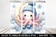 Cute Winter Santa Baby Octopus Digital Painting | 20 oz Product Image 2