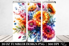 Abstract Gerbera Watercolor | 20 oz Tumbler Product Image 2