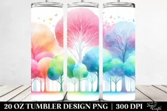Colorful Watercolor Pastel Rainbow Trees | 20 oz Tumbler Product Image 2