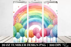 Colorful Watercolor Pastel Rainbow Trees | 20 oz Tumbler Product Image 2