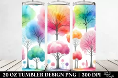 Colorful Watercolor Pastel Rainbow Trees | 20 oz Tumbler Product Image 2