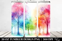 Colorful Watercolor Pastel Rainbow Trees | 20 oz Tumbler Product Image 2
