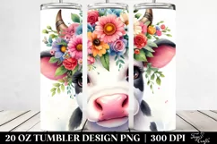 Cartoon Cow Flower Crown | 20 oz Tumbler Product Image 2