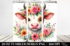 Cartoon Cow Flower Crown | 20 oz Tumbler Product Image 2