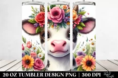 Cartoon Cow Flower Crown | 20 oz Tumbler Product Image 2