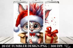 Bunny in Winter with Santa Hat PNG Product Image 2