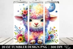 20 Oz Tumbler Sublimation | Cute Boho Lamb Watercolor Product Image 2
