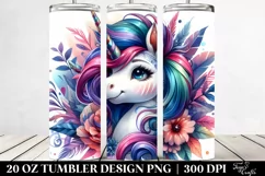 Cute Unicorn Watercolor | 20 oz Tumbler Product Image 2