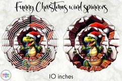 Funny Dinosaur Christmas Wind Spinner | Baby Dino Santa Product Image 1