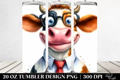Crazy Funny Cow Portrait with Tie | 20 Oz Tumbler Product Image 2