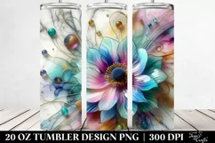 Colorful Marble Anemone with Floral Swirls | 20 Oz Tumbler Product Image 2