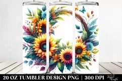 Abstract Vibrant Wreath with Sunflower | 20 Oz Tumbler Product Image 2