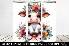 Cartoon Cow Flower Crown | 20 oz Tumbler Product Image 2
