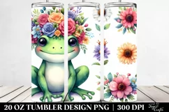 Colorful Flower Crown Frog | 20 oz Tumbler Product Image 2
