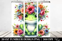 Colorful Flower Crown Frog | 20 oz Tumbler Product Image 2