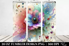 Colorful Marble Anemone with Floral Swirls | 20 Oz Tumbler Product Image 2