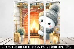 Cute Deer Behind Glittery Fireplace 20 Oz Tumbler Product Image 2