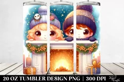 Cute Deer Behind Glittery Fireplace 20 Oz Tumbler Product Image 2