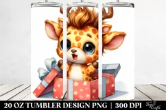 Cute Giraffe with Reindeer Horns PNG Product Image 2