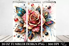 20 Oz Tumbler Sublimation | Stained Rose Watercolor Clipart Product Image 2