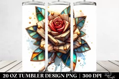 20 Oz Tumbler Sublimation | Stained Rose Watercolor Clipart Product Image 2