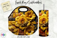 3D Leather Flowers Lunch Bag, Embossed Leather Tumbler Wrap Product Image 1