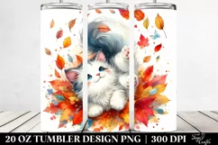 Colorful Cute Cat Tumbling with Autumn Leaves | 20 oz Product Image 2