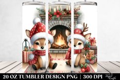 Whimsical Deer by Fireplace, Transparent 20 Oz Tumbler Product Image 2
