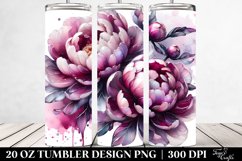 Glossy Peonies with Watercolor Splash | 20 Oz Tumbler Product Image 2